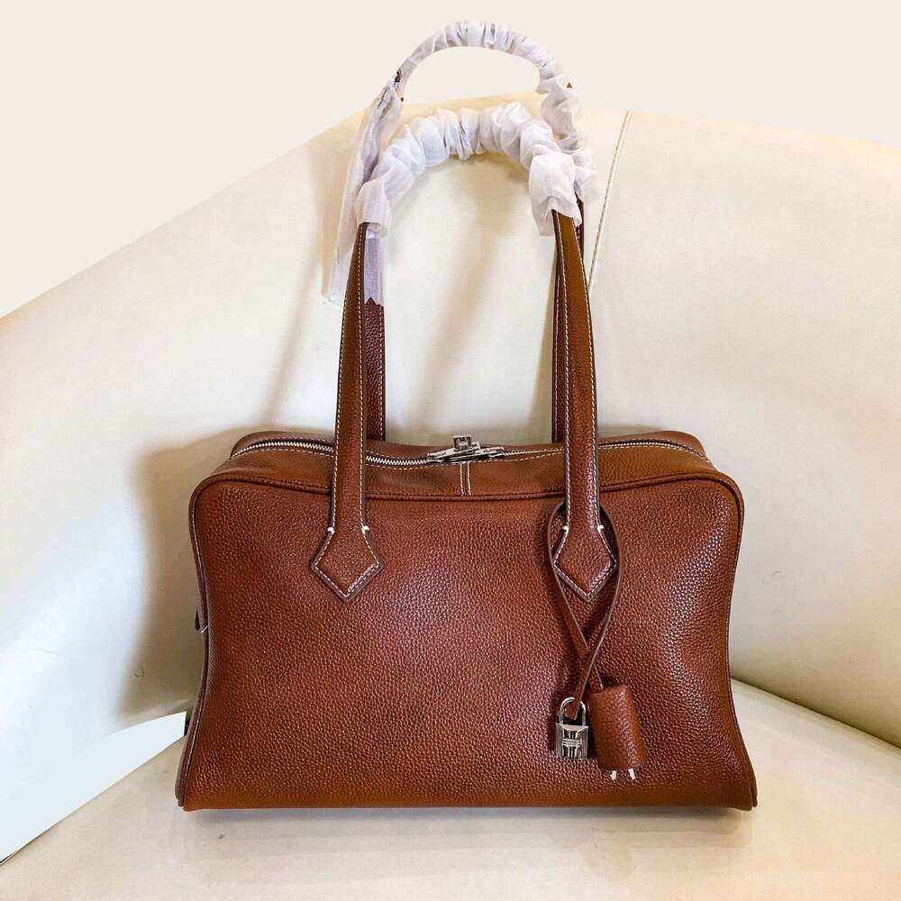 designer bag tote bag 2025 New Top Layer Victoria 35 Tote Bag Commuter Versatile High-End Genuine Leather Women's Handbag