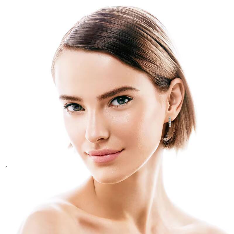 Womens 925 Silver Engagement Earrings with 4mm 35mm 3mm Moissanite Clasp Hoop Style Accent Stones for Stylish Looks