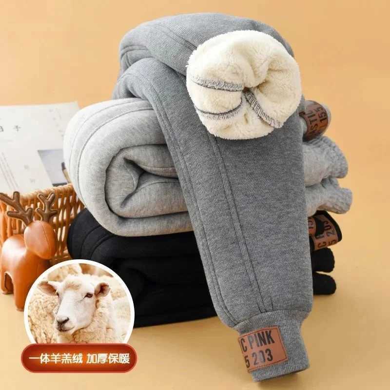 Childrens Plush Velvet Pants Kids Winter Outside Sweatpants Boys Girls Thickened Warm Trousers Teenager Casual Sports PantsT251027