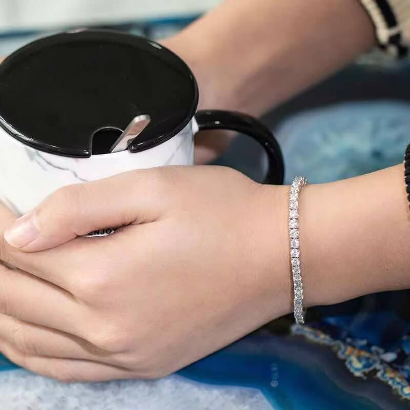 Hot Sale Iced Out 3mm Silver 925 Moissanite Tennis Bracelet