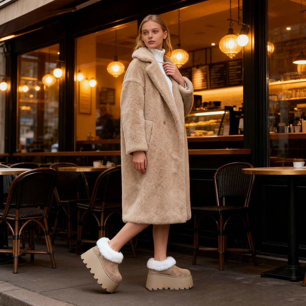 Thick soled warm, fashionable and elegant cotton shoes European and American style winter new comfortable lazy style women's snow boots designer 