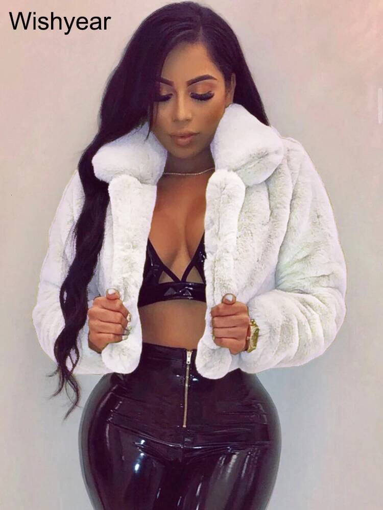 winter jacket women Fashion Faux Fur Open Lapel Crop Jackets Women Clothing Autumn Winter Solid Long Sleeve Warm Furry Fluffy Coat Outer Wear