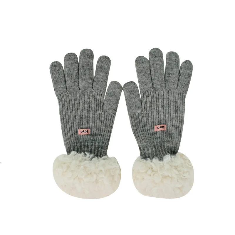 Winter Korean Version Plush Combined Knitted Gloves for Women Touch Screen Mittens for Outdoor Cycling and Warmth 251024