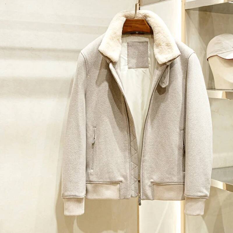 Wool Blend Stand-Up Collar Old Money Style Winter Autumn Men's Warm And Thick Cotton Coat