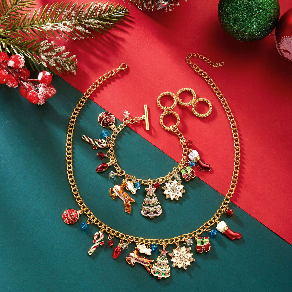 Accessories Snowflake Reindeer Snowman Christmas Tree Multi-Accessory Necklace Bracelet Set