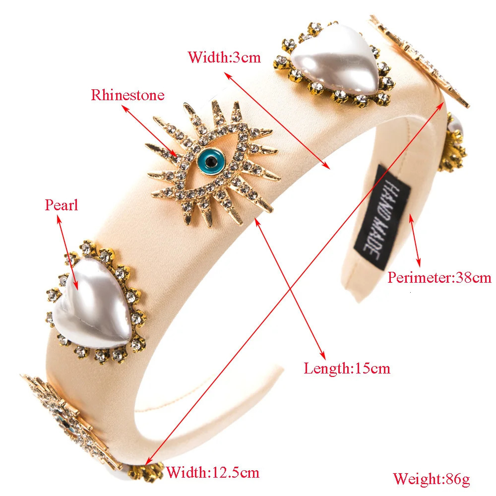 Baroque Love Pearl Hairband Personality Devils Eye Diamond High Quality Sponge Headband Hair Accessories 251023