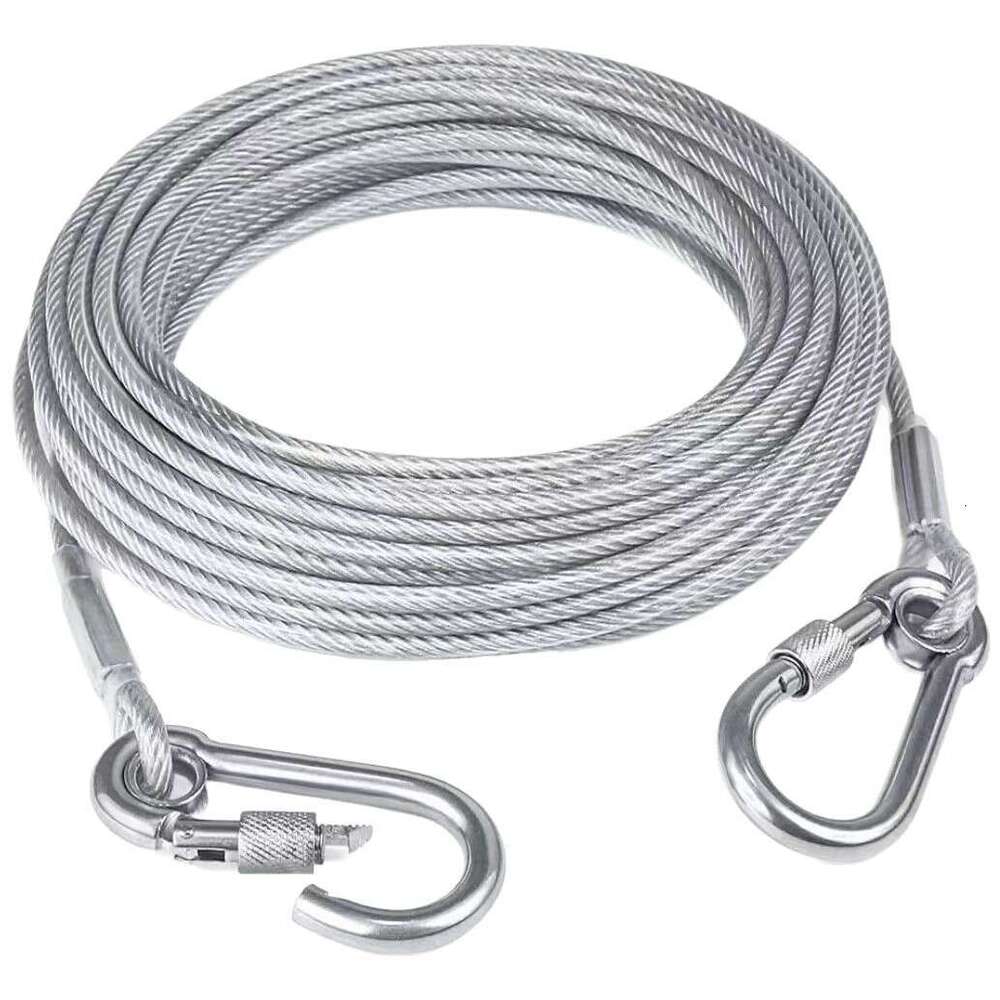 Rubber Coated Wire Leash Anti-Bite Stainless Steel Chain Pet Training Outdoor Dog Walking