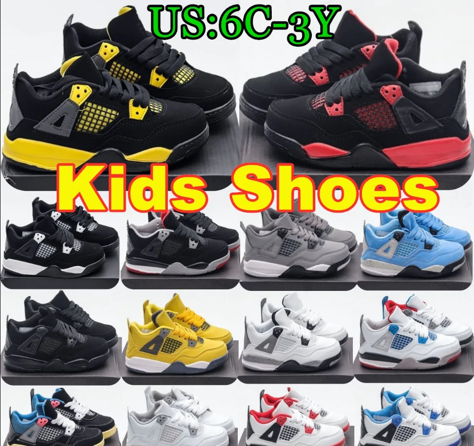Kids Shoes Toddler Sneakers Basketball Trainers red black Boys Girls Children University Blue Youth Sports cool grey Black cat shoe 6C-3Y