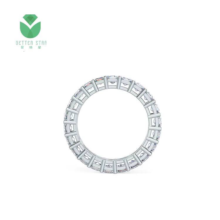 Customized 18k White Rose Gold Lab Diamond Engagement Ring Diamond Paving Emerald Shape Diamond Rings Wedding Band for Women