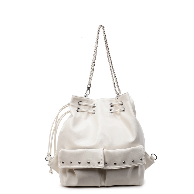 Free shipping designer bag Casual Motorcycle Style Commuter Large Capacity Backpack New Fashion Chain Double Shoulder Bag Casual Bucket Bag