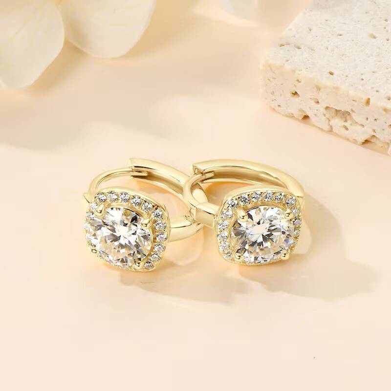 Sparkling Wedding Jewelry 925 Sterling Silver 65mm D112CT Luxury Halo Full Moissanite Diamond Hoop Earrings for Women Girls