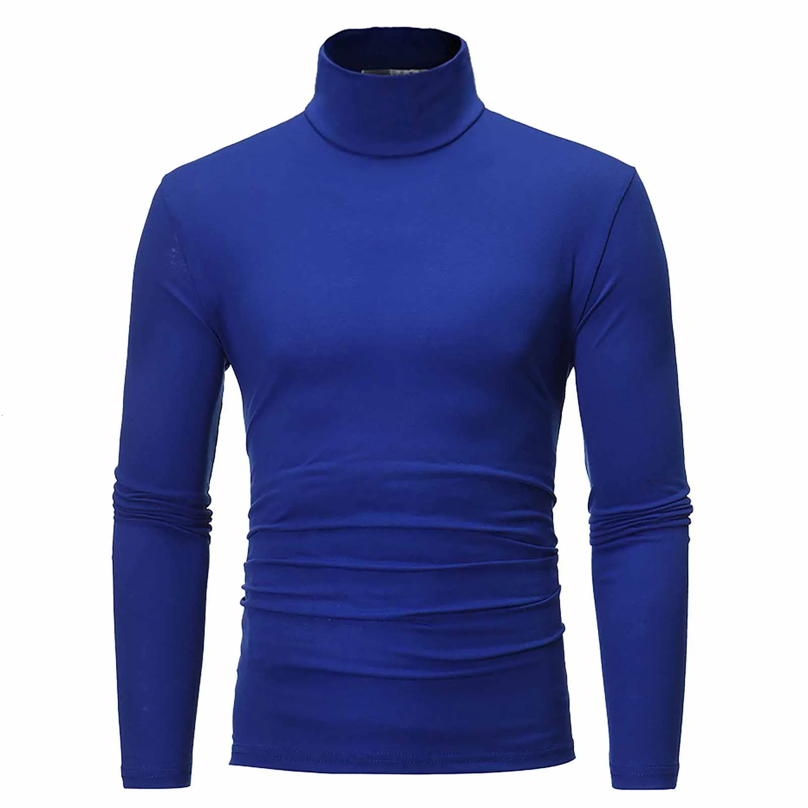 Basic Bottoming Plain TShirt Fashion MenS Casual Slim Fit Turtleneck High Collar Pullover Male Autumn Spring Thin Tops 251016