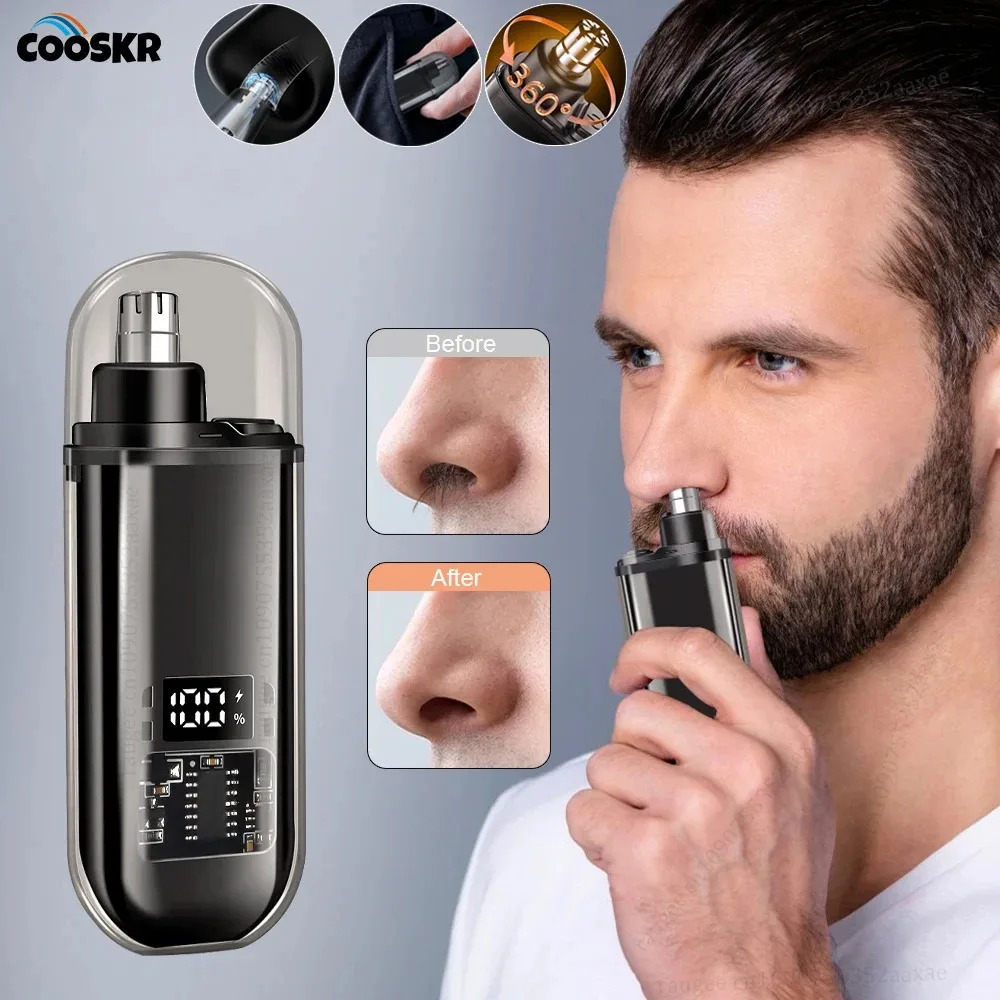 USB Rechargeable Nose Ear Hair Trimmer for Men Waterproof Painless Electric Personal Groomer Portable Hair Cutter 251022