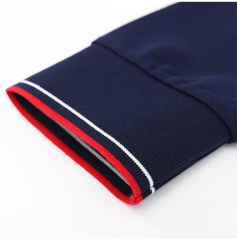 High-Quality Pima Cotton Pearl Flower Double-Stripe Collar Long-Sleeve Polo Shirt Unisex 5 Colors JX-ZJL235