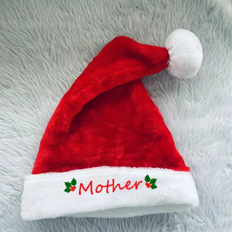 Christmas Short Plush Hat Red Santa Claus Hat Family Member Mother Father Kids Christmas Hat Gifts Happy New Year 2026 SuppliesW251027