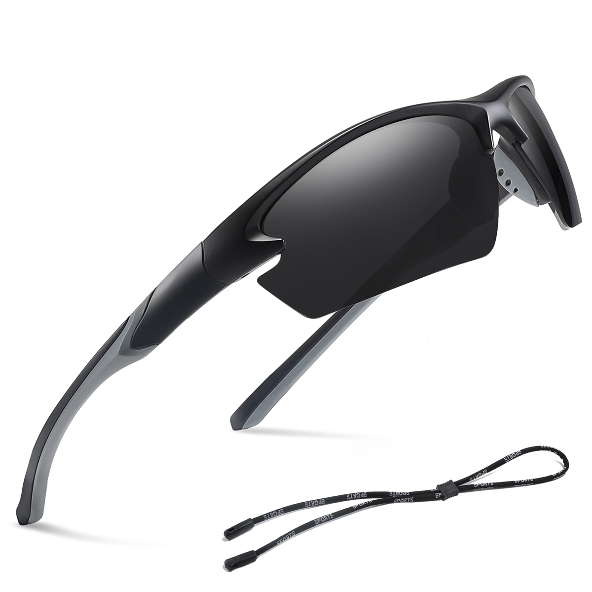 1pc Polarized Semi-Rimless Full-Coverage Cycling Fishing Sunglasses 3D Dual-Color Silicone Anti-Slip Y-Shaped Lightning-Style Temple Design Breathable