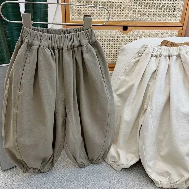 Boys Loose Casual Lantern Pants Spring and Autumn New Baby Harlan Pants Solid Color Boys and Girls PantsT251027