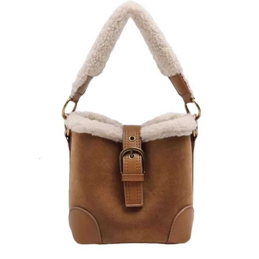 Autumn and winter fashion lambs wool bucket bag suede retro mini simple handbag single shoulder crossbody womens bags Y251027
