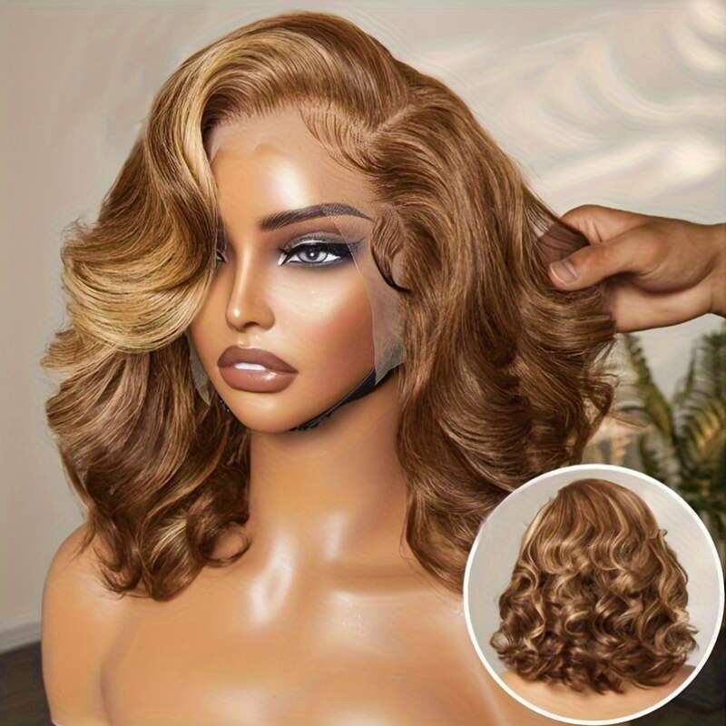 Bob 4/27 Highlight Ombre Honey Blonde HD Wig 13X4 Body Wave Lace Front Wigs Human Pre Plucked With Baby Hair For Women