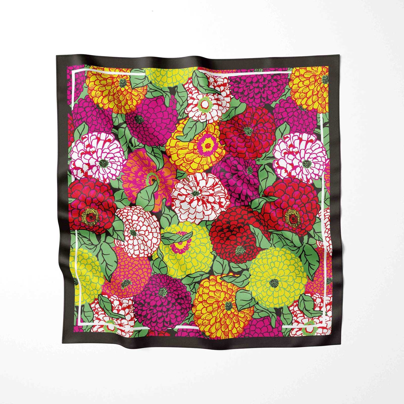 2025 Silk Scarf 70x70cm Square For Wen Fashion Floral Printed Shawl Wrap Spring Summer Neckerchi Hair Lady Winter ScarvesW251027