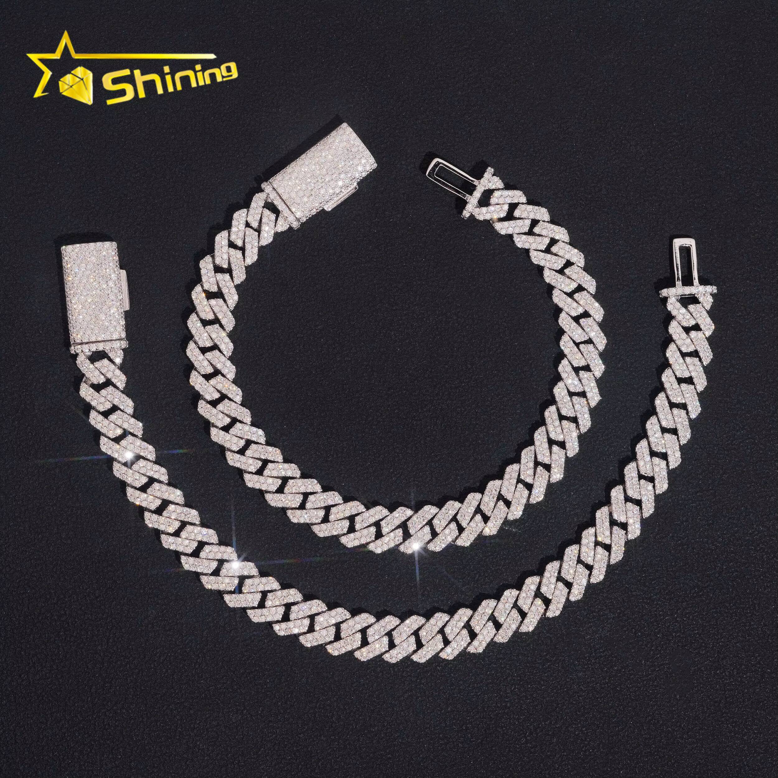 USA Local Stock 925 Silver 8mm VVS Moissanite Cuban Bracelet Hip Hop Jewelry Men Women Iced Out Moissanite Bracelet