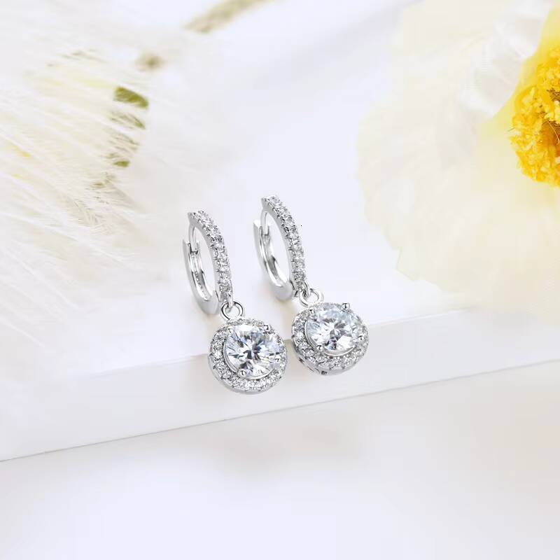 High Quality Wholesale 65mm 1CT Moissanite 925 Sterling Silver halo Temperament Hoop Earrings for Women