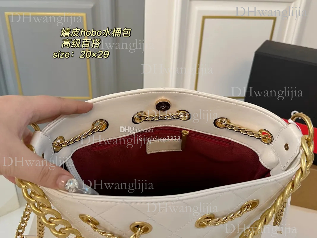 DHGM brand designer new hippie hobo bucket retro versatile pull rope chain tote can be cross-body daily commuting bag