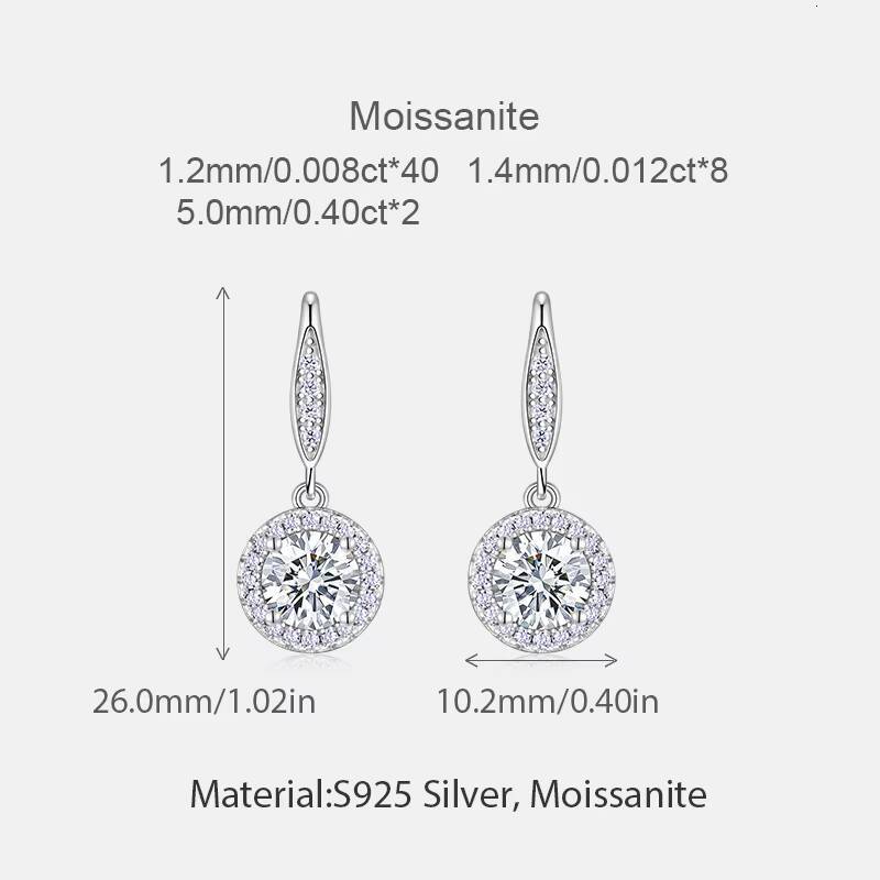 S925 Sterling Silver Trendy GIA Certified Moissanite Earrings Gold Plating Charm Women Luxury Four Claw Design Wire Earrings
