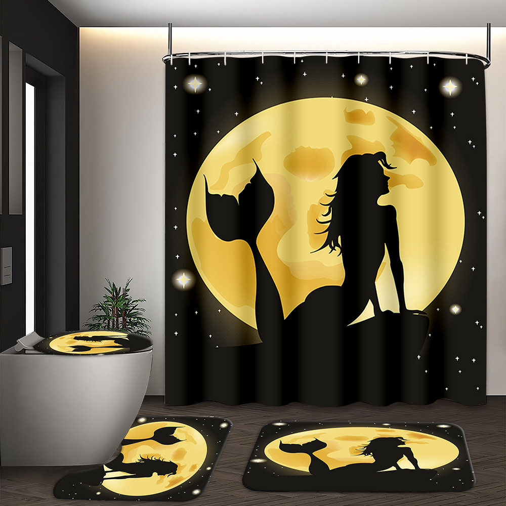 YL-37560 Hot selling digital printed shower curtain animal waterproof, mildew-proof and moisture-proof bathroom dry and wet separation curtain