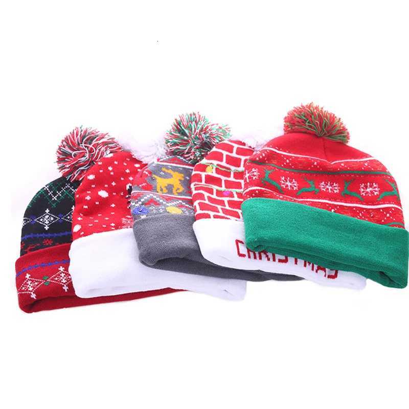 ON SALE 2025 New Year LED Knitted Christmas Hat Beanie Light Up Illuminate Warm Hat For Kids Adults New Year Christmas DecorW251027