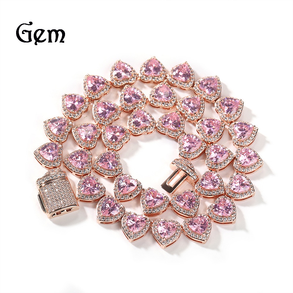 2025 Fashion Accessory 8Mm Heart-Shaped Cut Cluster Chilled Pearl VVS Carbon Silica Hip-Hop Tennis Chain For Women