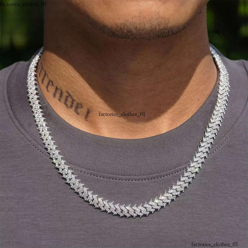 Factory Wholesale Dia Chain Sier Hip Hop Jewelry Necklace Micro Pave Vvs Moissanite Cuban Link