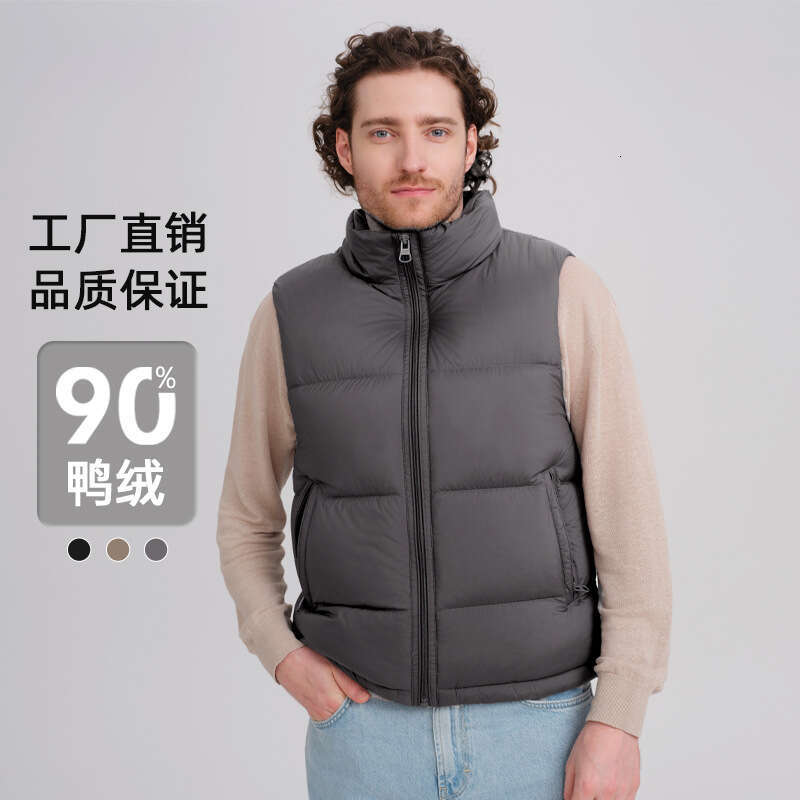 White Duck Stand Collar Thickened Down Men's Vest 2025 New Autumn Winter Warm Casual Jacket
