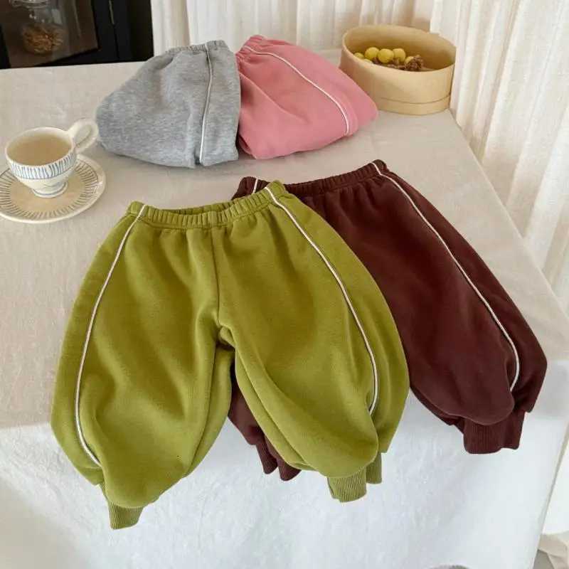 2025 Winter New Children Fleece Trousers Boys Girls Sweat Pants Plus Velvet Thick Baby Harem Pants Fashion Kids Warm PantsT251027