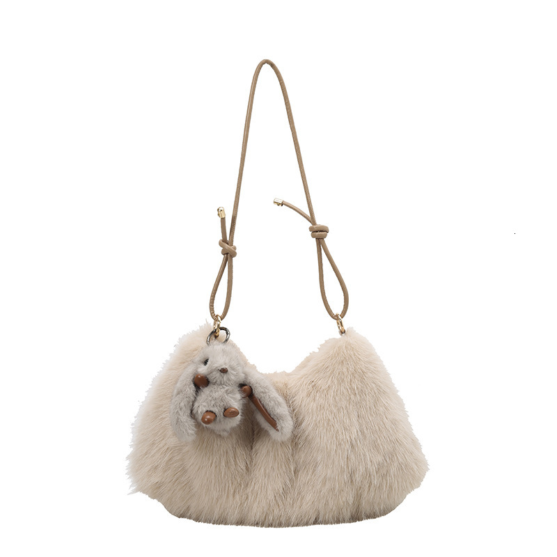 Designer's autumn and winter new fashion cute women's fur leather bag large capacity high-end sense shoulder bag fur plush crossbody bag wom