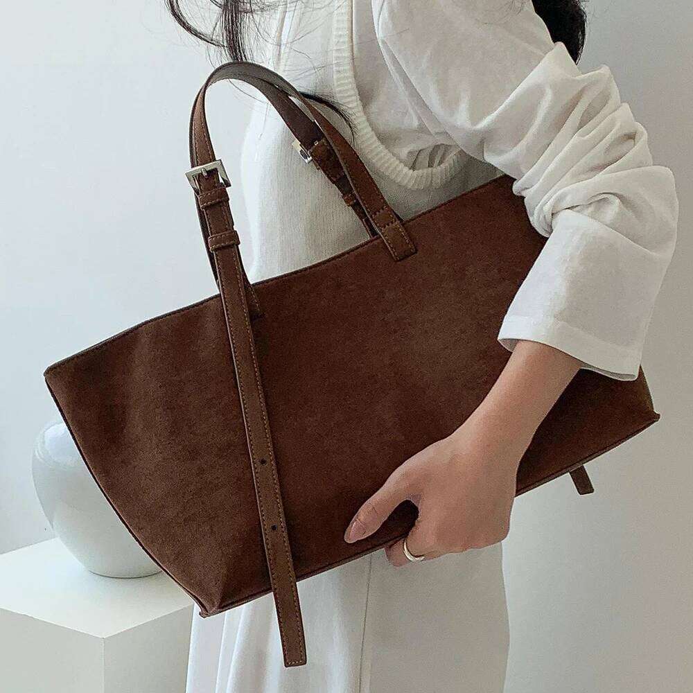 Designer Luxury Retro Faux Suede Tote Bag Large Capacity Shoulder Bags For Women Matte Texture Designer Handbags And Purses Shopper
