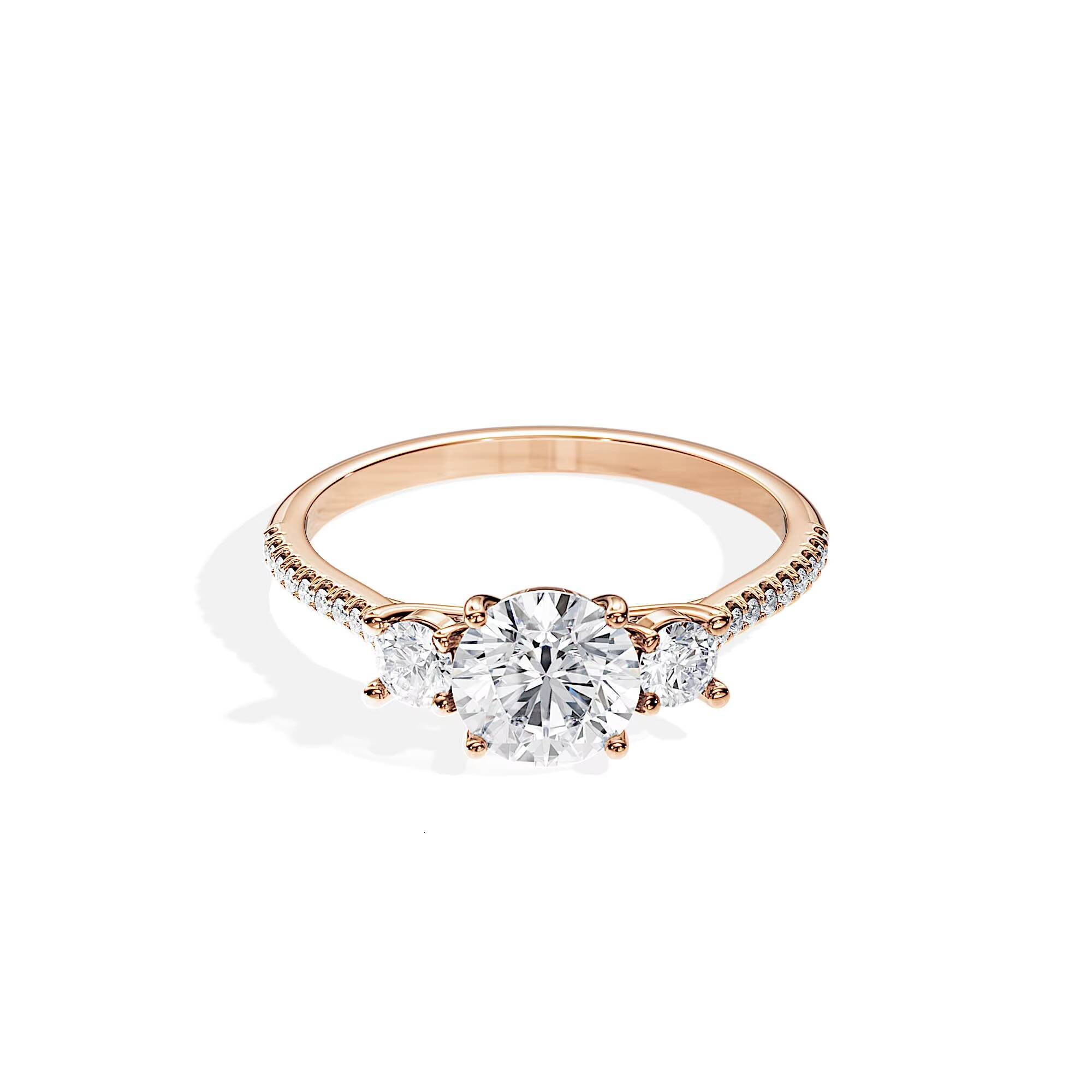 14K Lab Grown Diamond Engagement Ring 3 Stone Engagement Ring Custom Rings for Women