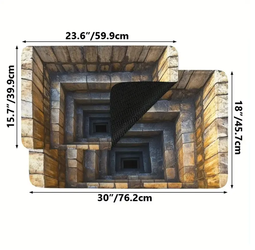 3D Optical Illusion Doormat Non-Slip Welcome Mat Realistic Stone Step Design Indoor/Outdoor Entrance Rug Easy Clean Durable Decor