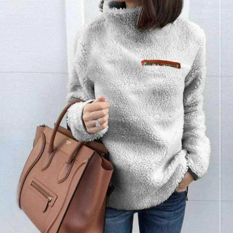 Winter Super Soft And Comfortable Solid Color Turtleneck Pullover Fashion Zipper Sexy Top Ladies Hipster Clothes Designer Sweater Women Women Sweater