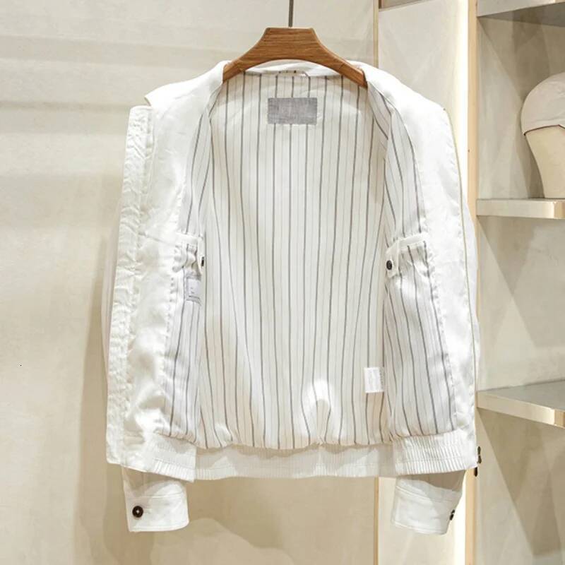 Men's Spring/Summer Casual Thin Style Simple Collar Linen Jacket Coat