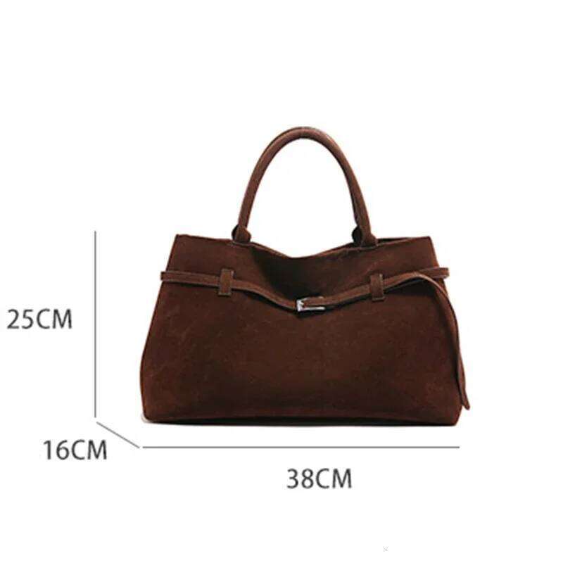Buckle Decorative Design Solid Faux Suede Handbag Large Capacity Casual Tote 2025 Latest Designer Hot Sale Bags For Women