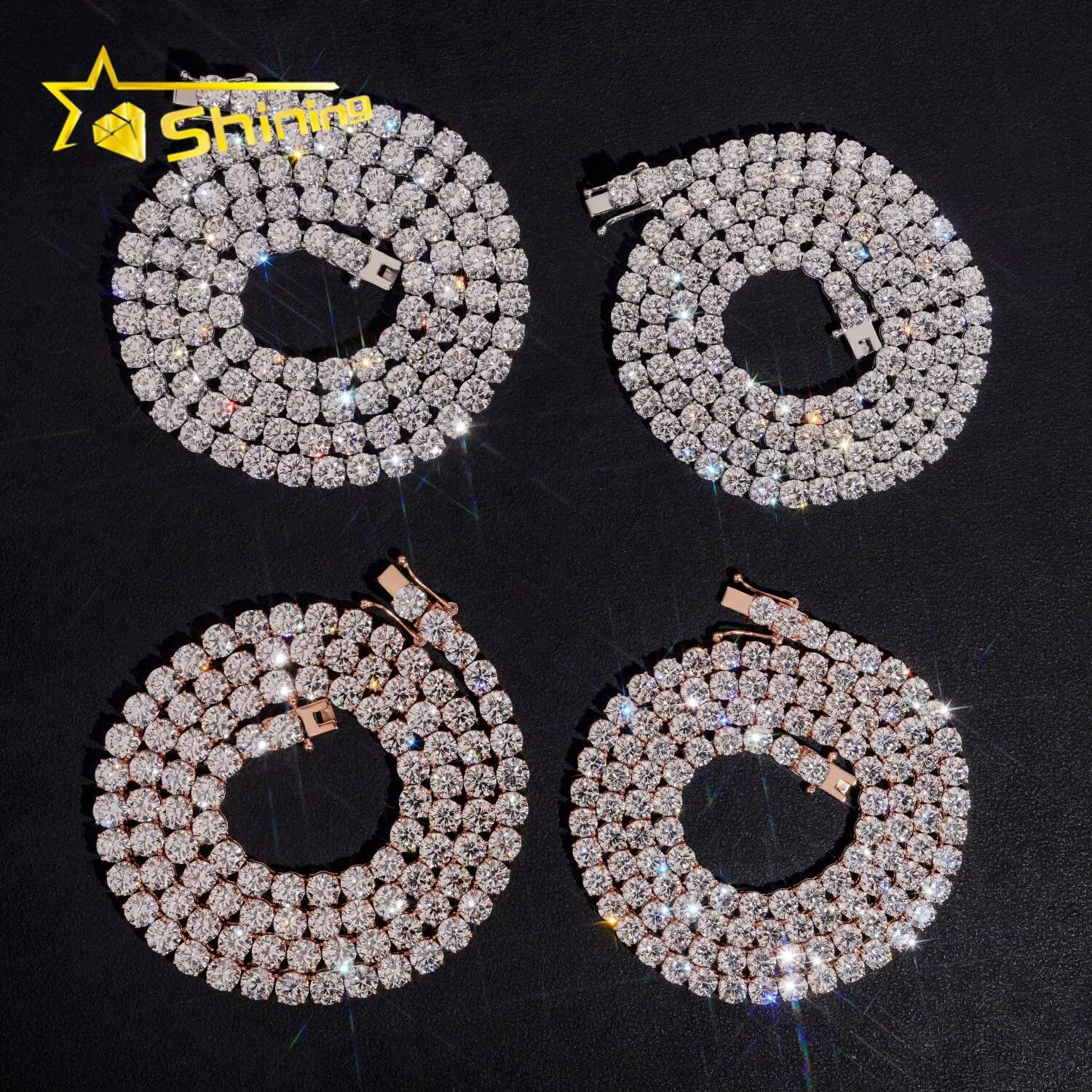 Hip Hop Jewelry Classic Prong Setting Top Quality 10k Rose Gold Lab Grown Diamond Tennis Chain