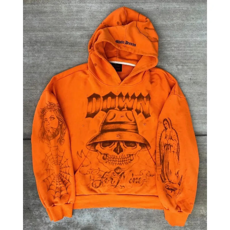 Y2k Punk Retro Hoodies Niche n Cartoon Hip Hop Clown Print Hooded Sweatshirt Gothic Men Women Fashion Versatile Streetwear 251020