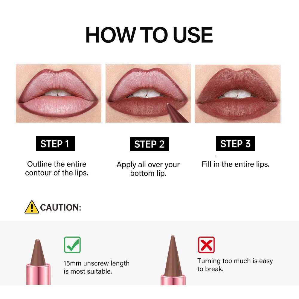 Waterproof Tapered Gradient Lip Liner Multifunctional Matte Purple Gradient Lipstick Non Sticky Lipliner Crayon Liner Pencil W251027