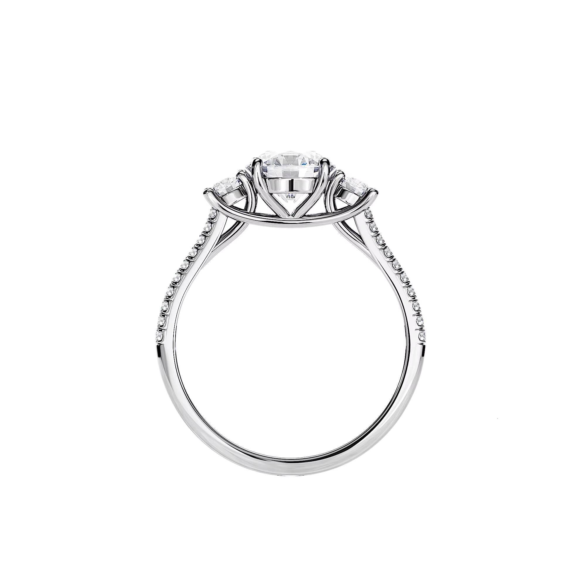 14K Lab Grown Diamond Engagement Ring 3 Stone Engagement Ring Custom Rings for Women