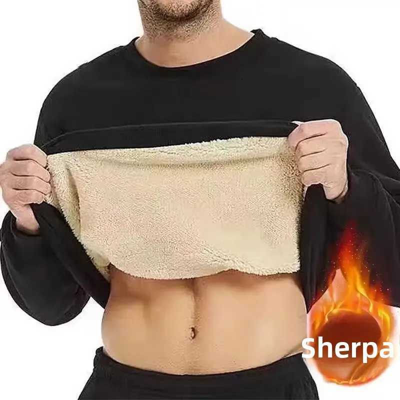 Autumn Winter FleeceLined Thickened Mens Sweatshirt Wool Round Neck Black Base LoseFit Warm Bra Mens Top W251027