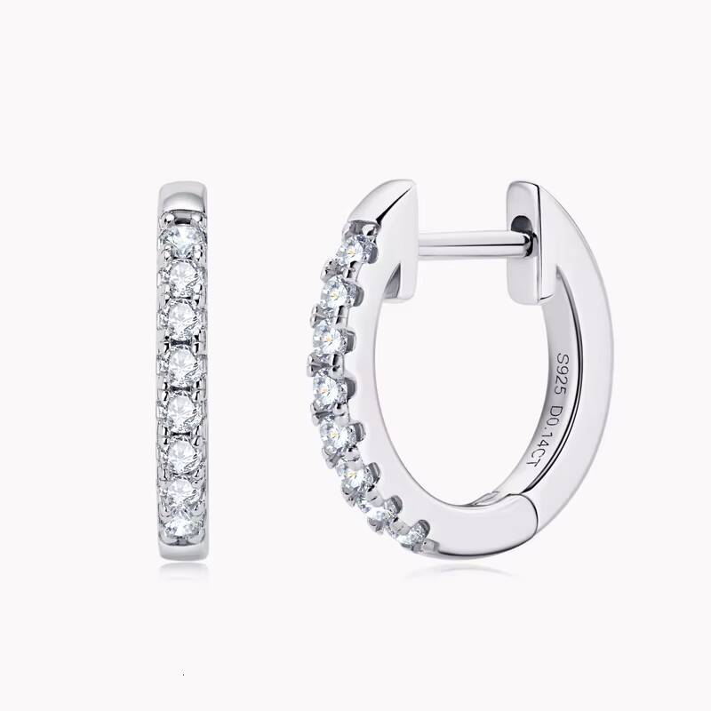 Personality Jewelry 925 Sterling Silver 16mm Moissanite Hoop huggies Circle Earrings for Elegant Lady