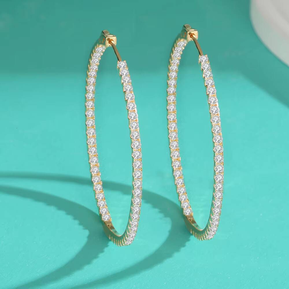 Fashion Women Moissanite Jewelry Earrings 925 Sterling Silver 12mm Big Moissanite Huggie Hoop Earrings for Women