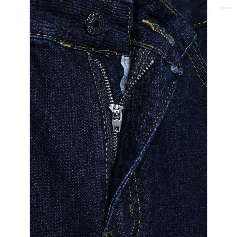 Women's Jeans DUOPERI Women Fashion Denim Navy Blue Straight Pant Casual High Waist Full Length Female Chic Lady Trousers Z260313