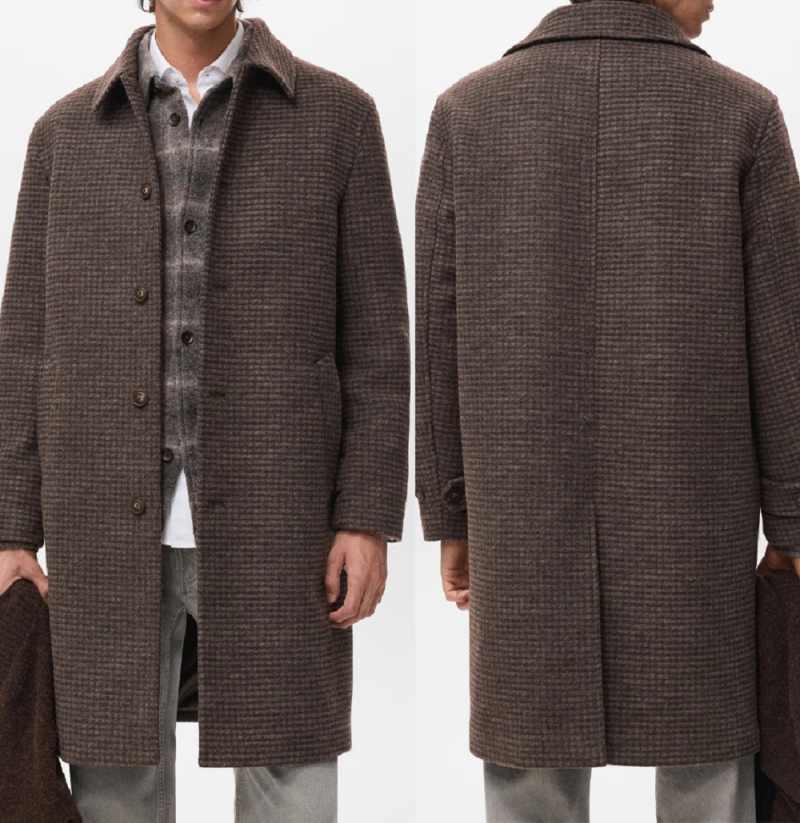 Casual Double-Sided Alpaca Wool Jacket Short Style Men's Fashion Woolen Coat Business Leisure Men's Checkered Patterned Coat